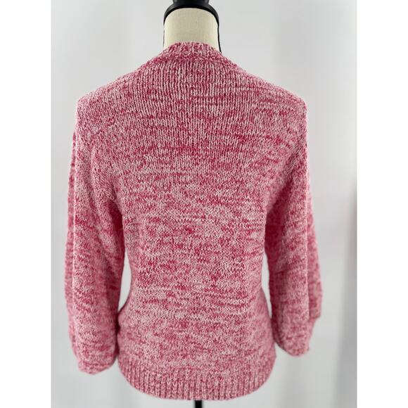 Sezane Rosita Balloon Sleeve Jumper Knit Sweater Pink Red White Small - Picture 4 of 10